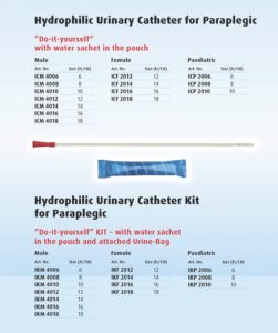 HYDROPHILIC URINARY CATHETER PARAPLEGIC, HYDROPHILIC URINARY CATHETER KIT FOR PARAPLEGIC, ỐNG THÔNG TIẾT NIỆU CHO BỆNH NHÂN BỊ LIỆT